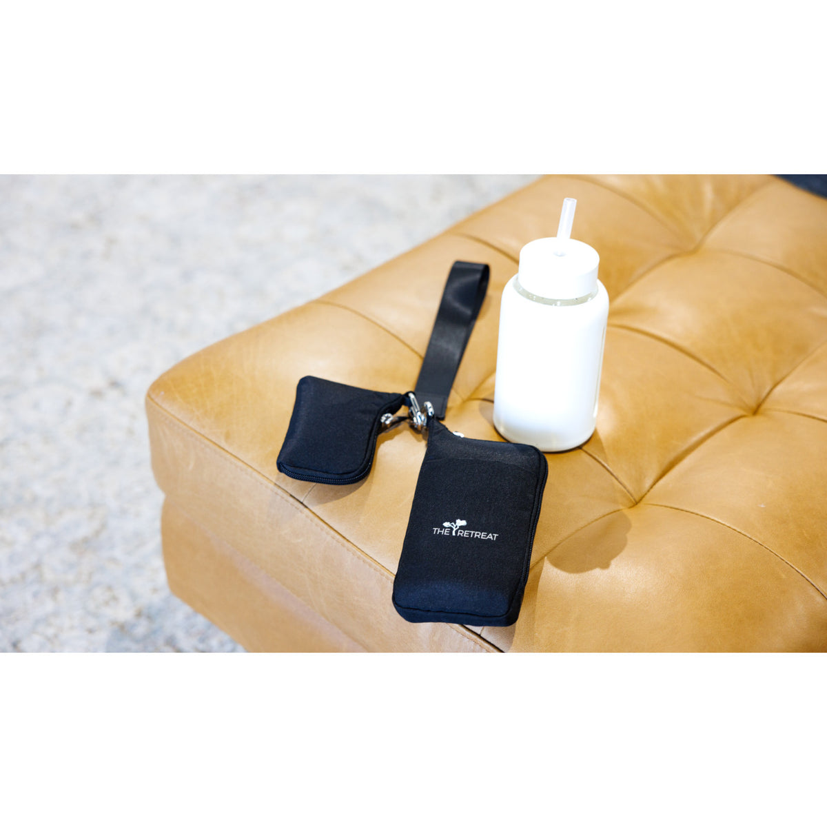 Recycled Nylon Wristlet with Two Zip Pouches Transfer - Black - View 5