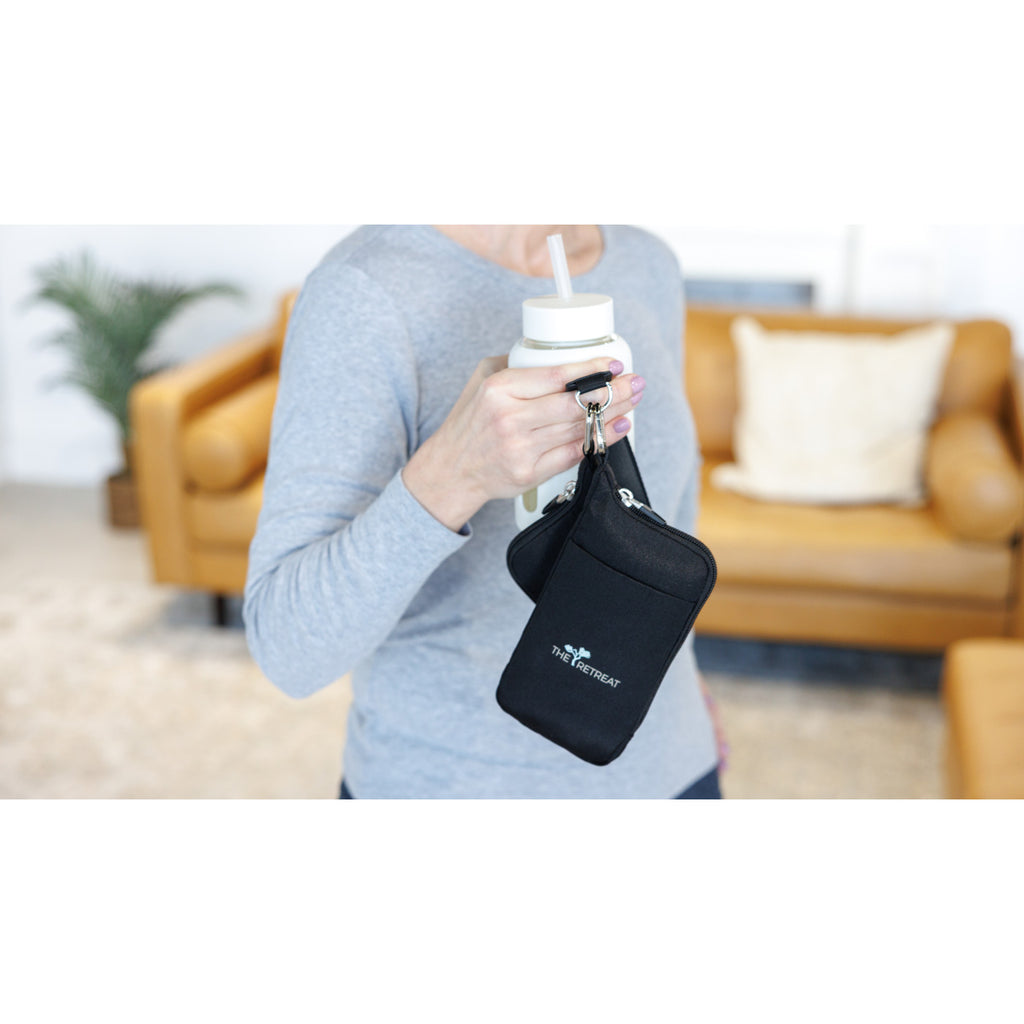 Recycled Nylon Wristlet with Two Zip Pouches Transfer - Black - View 6