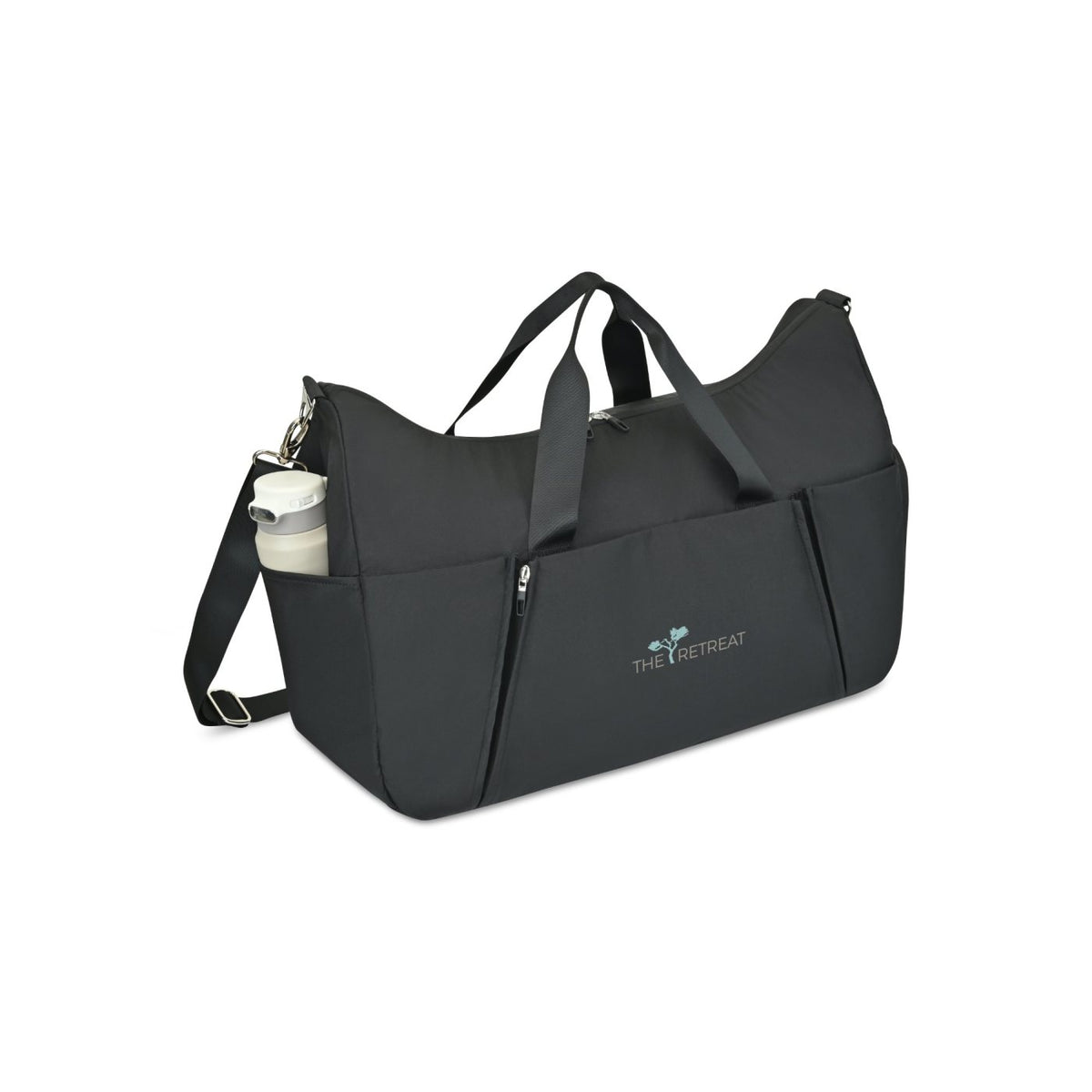 Recycled Nylon Yoga Duffel with Mat Holder Transfer - Black - View 2