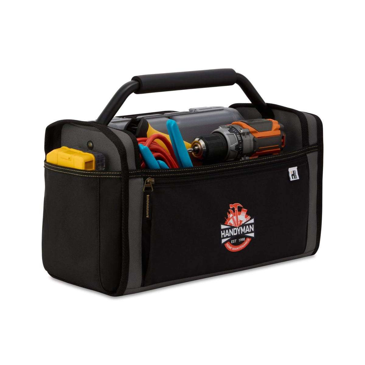 Recycled Open Top Tool Tote with Hammer Loop - Dark Grey - View 2