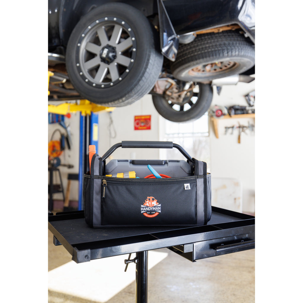 Recycled Open Top Tool Tote with Hammer Loop - Dark Grey - View 6