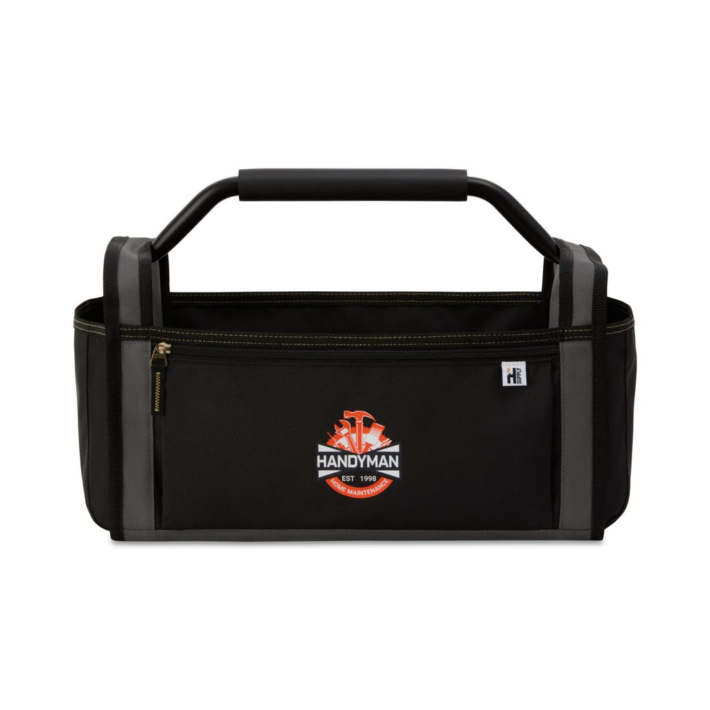 Recycled Open Top Tool Tote with Hammer Loop Embroidery - Dark Grey - View 3