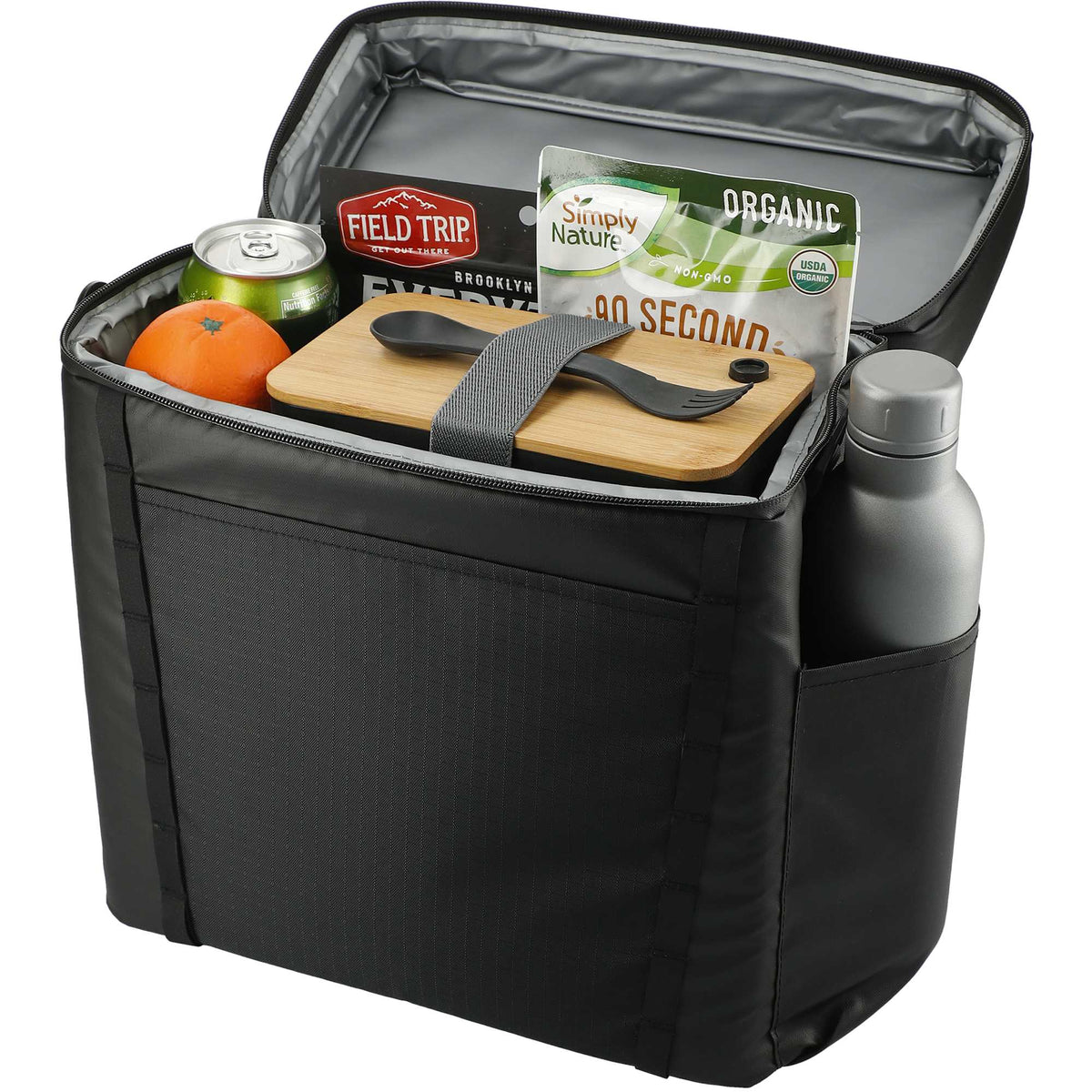 Recycled Outdoor Cooler for 15 Cans Transfer - Black - Left Angle