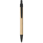 Recycled Paper Gel Pen with Black Accents - Natural - Front