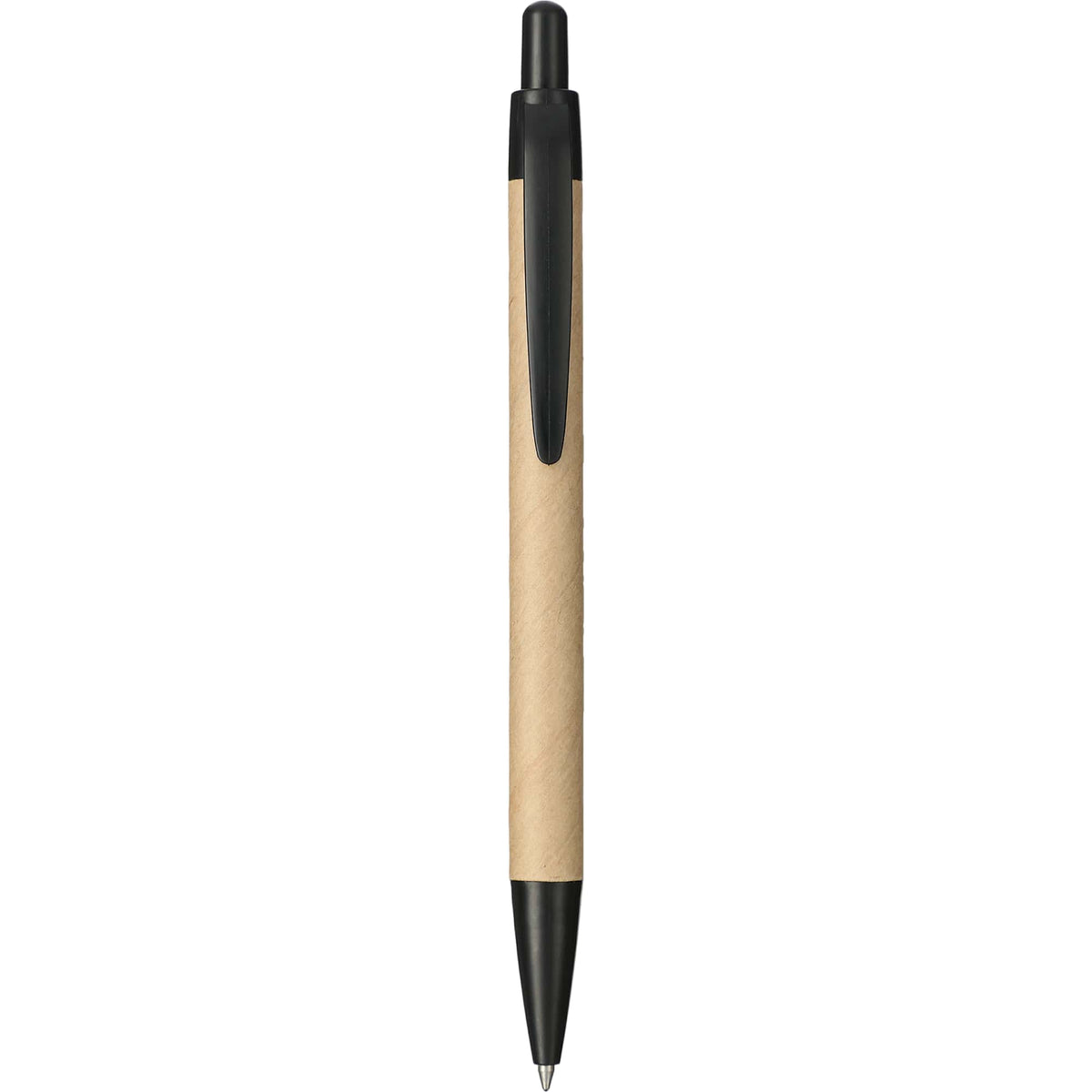 Recycled Paper Gel Pen with Black Accents - Natural - Front