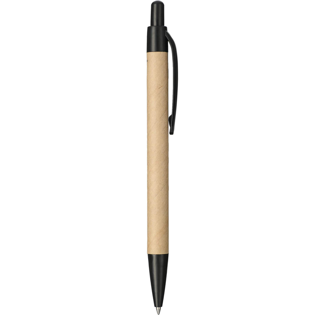 Recycled Paper Gel Pen with Black Accents - Natural - Left Side 2