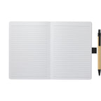Recycled Paper Notebook with Stitched Spine and Pen, 5 x 7 Inches - Natural - Front 2