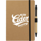 Recycled Paper Notebook with Stitched Spine and Pen, 5 x 7 Inches - Natural - Front