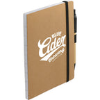 Recycled Paper Notebook with Stitched Spine and Pen, 5 x 7 Inches - Natural - Right Angle