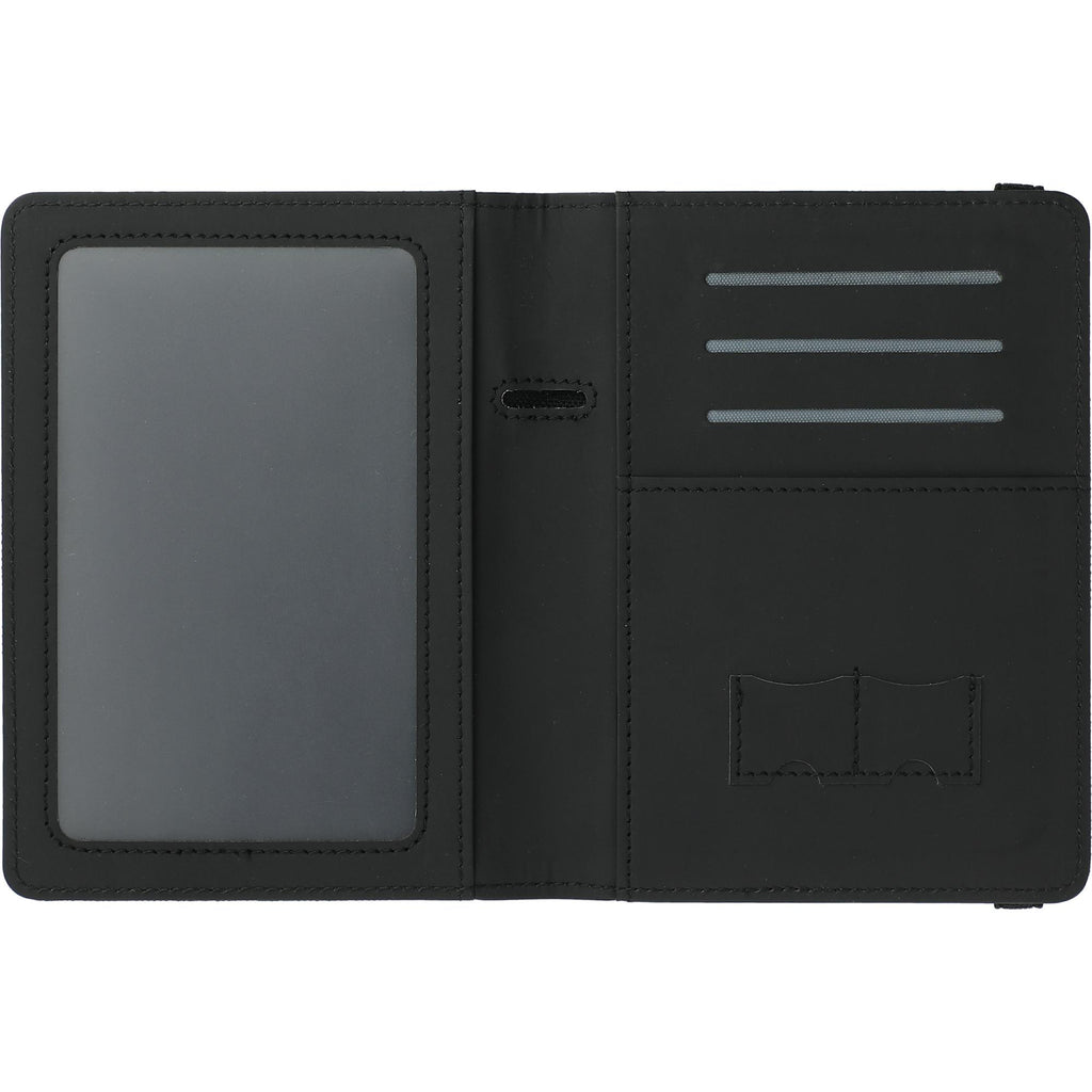 Recycled Passport Wallet with RFID Protection Transfer - Charcoal - Front 2