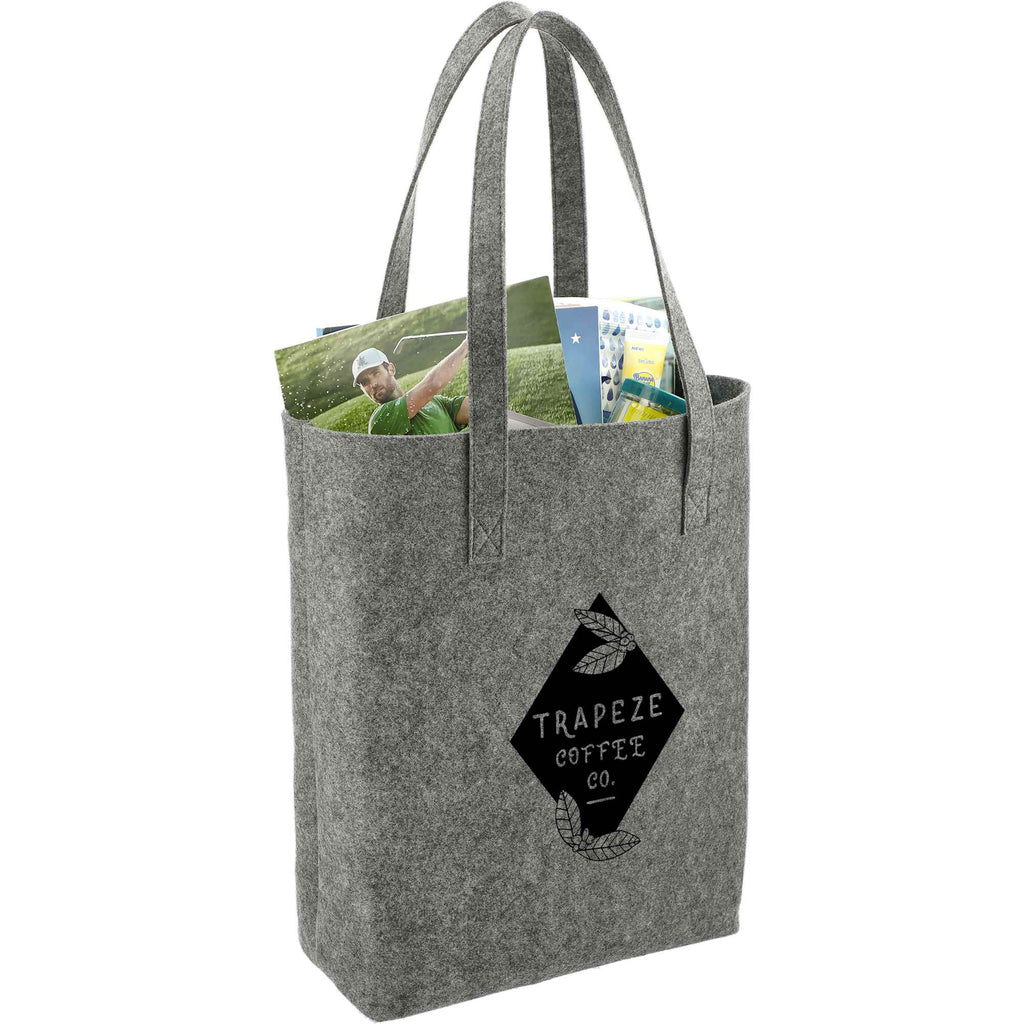 Recycled PET Felt Shopper Tote Full Color - Charcoal - Right Angle 2