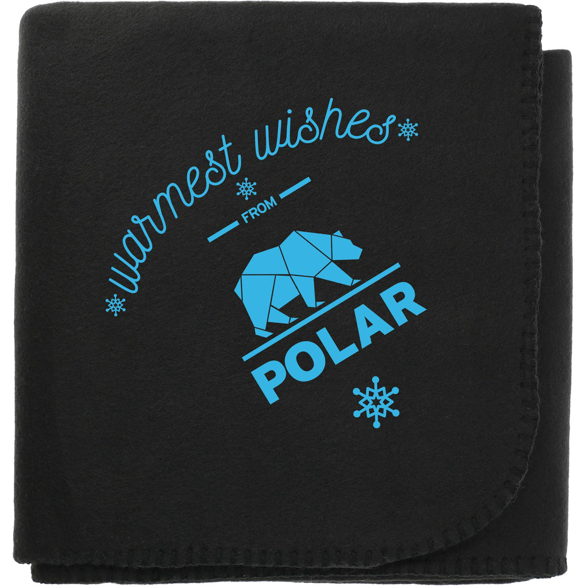 Recycled PET Fleece Blanket, 50 x 60 Inches Full Color - Black - Front