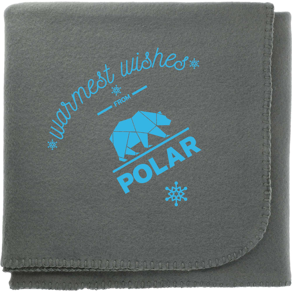 Recycled PET Fleece Blanket, 50 x 60 Inches Full Color - Gray - Front