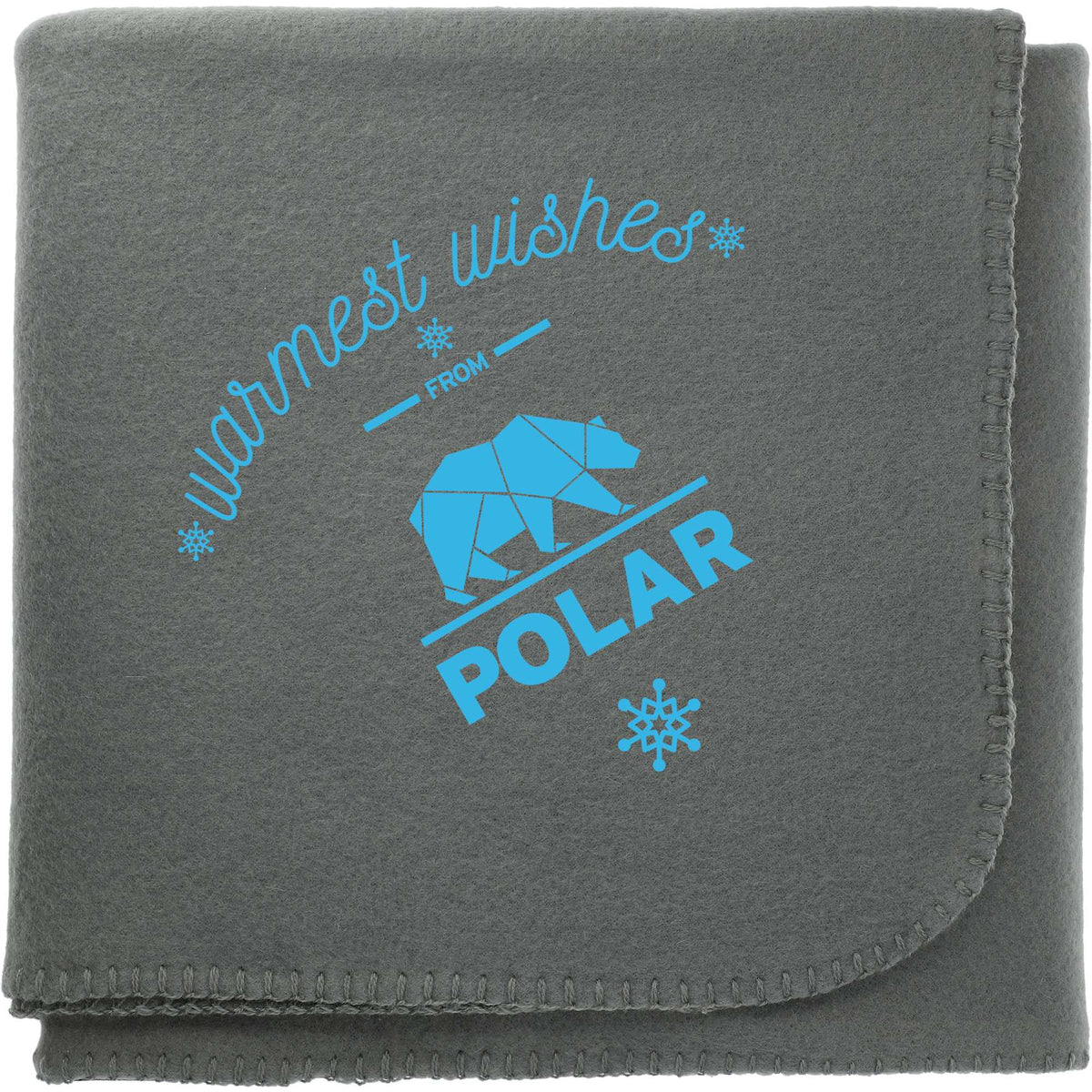 Recycled PET Fleece Blanket, 50 x 60 Inches Full Color - Gray - Front