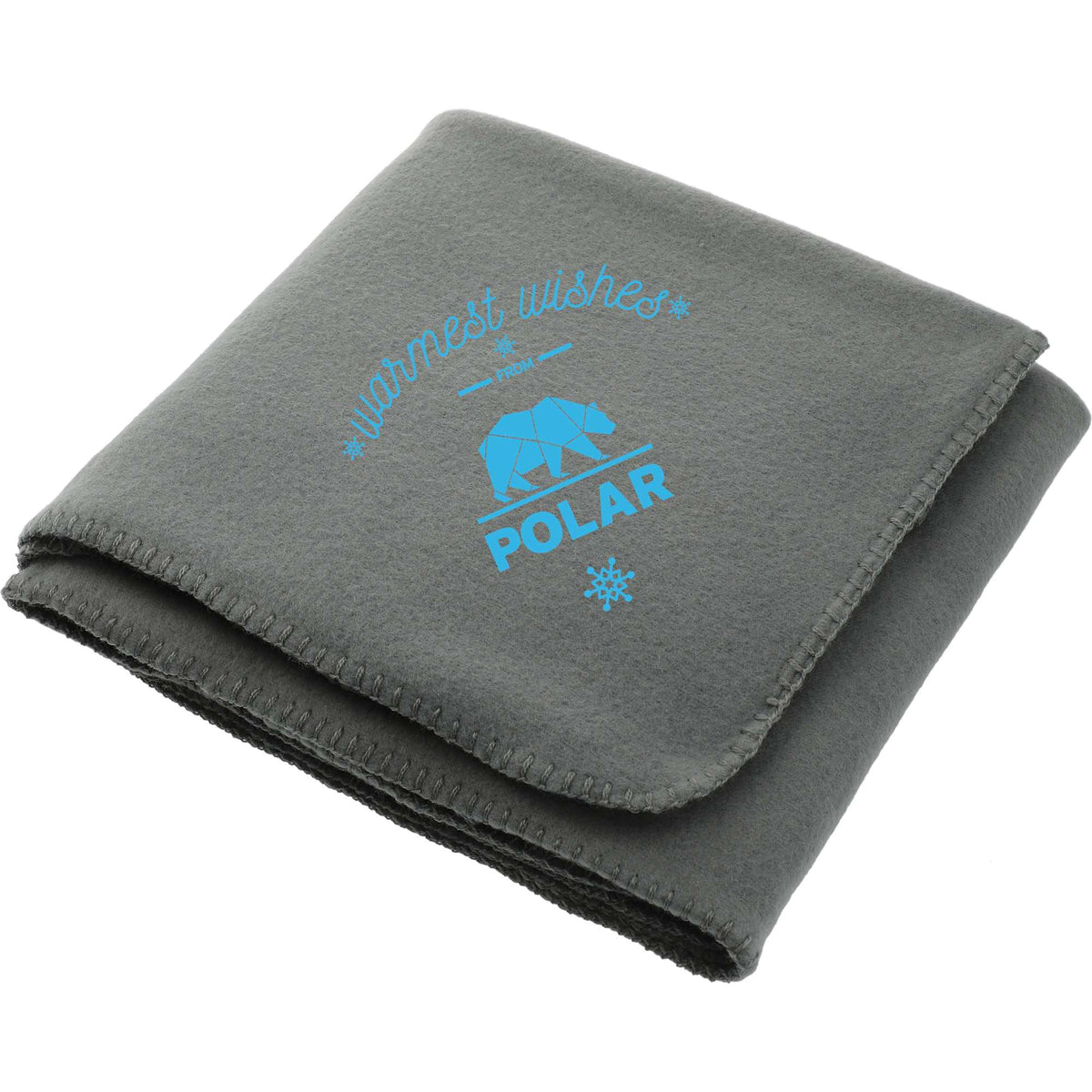 Recycled PET Fleece Blanket, 50 x 60 Inches Full Color - Gray - Left Angle