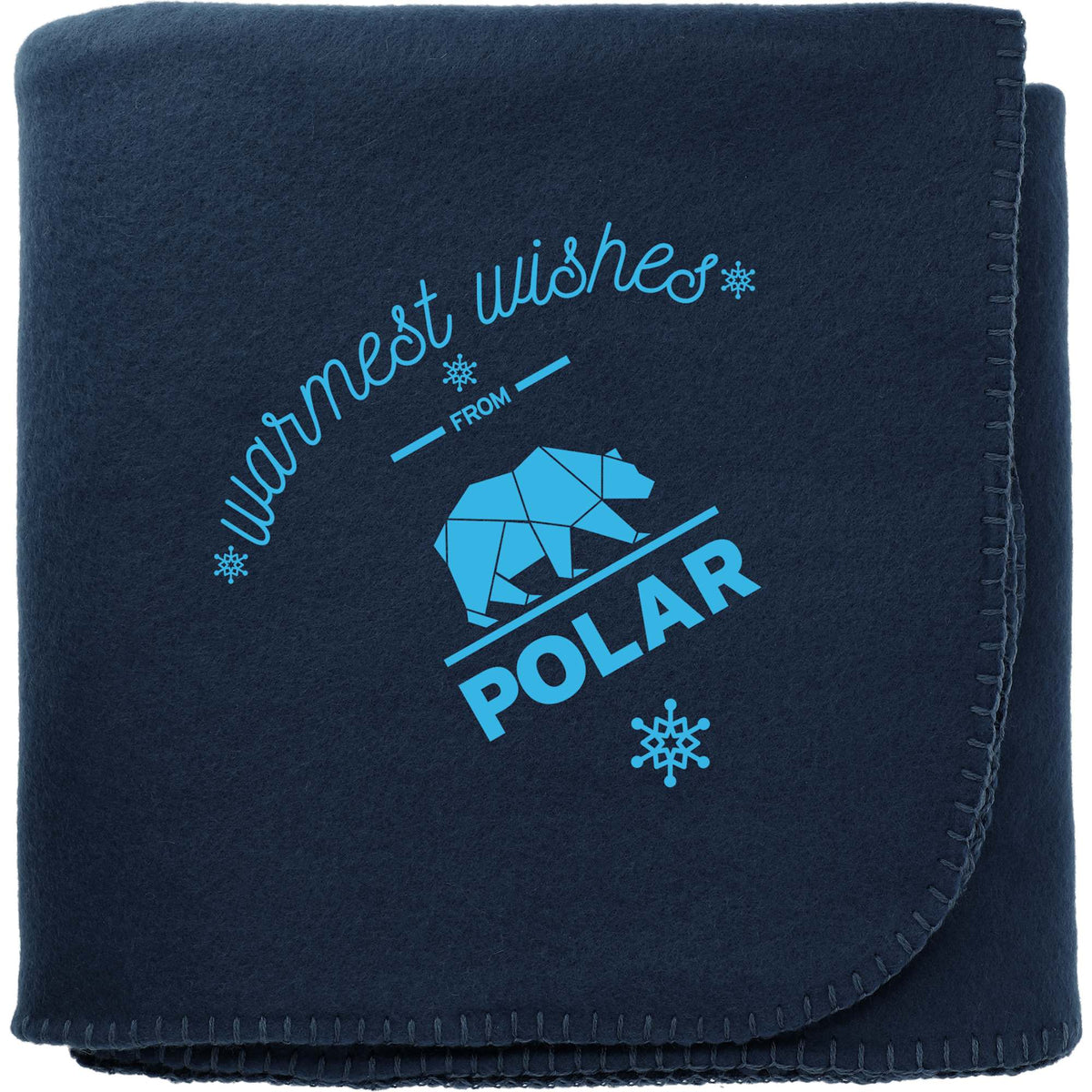 Recycled PET Fleece Blanket, 50 x 60 Inches Full Color - Navy - Front
