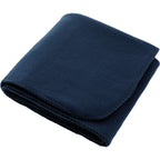 Recycled PET Fleece Blanket, 50 x 60 Inches Full Color - Navy - Left Angle 2