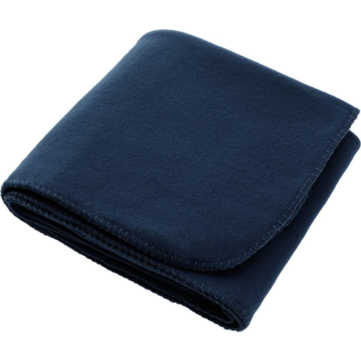 Recycled PET Fleece Blanket, 50 x 60 Inches Full Color - Navy - Left Angle 2
