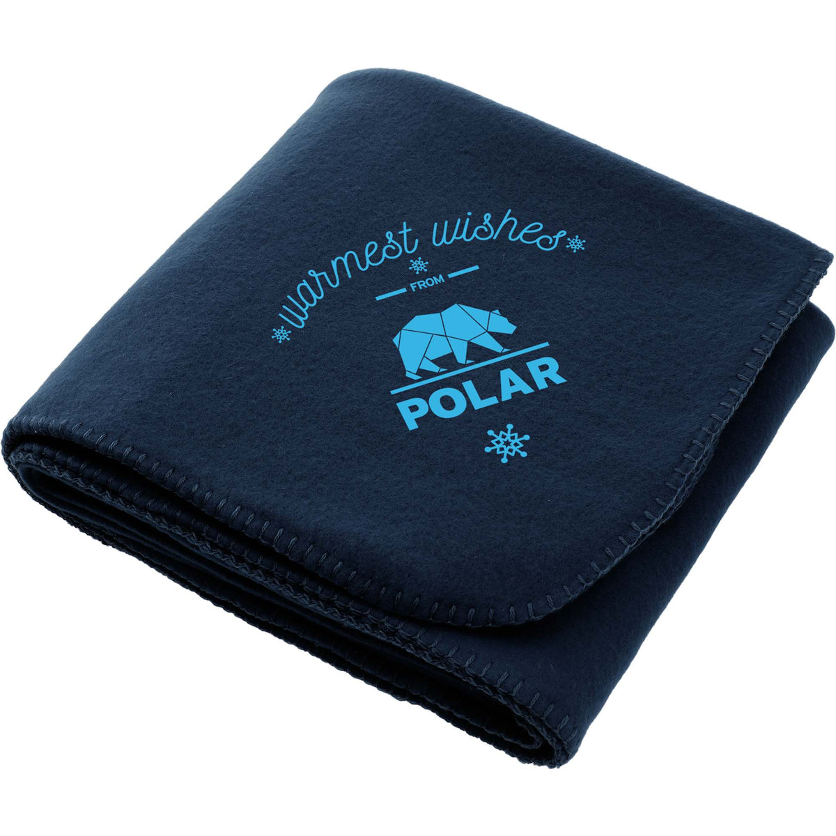 Recycled PET Fleece Blanket, 50 x 60 Inches Full Color - Navy - Left Angle