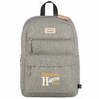 Recycled PET Laptop Backpack with Lash Tab, 15 Inch Embroidery - Gray - Front
