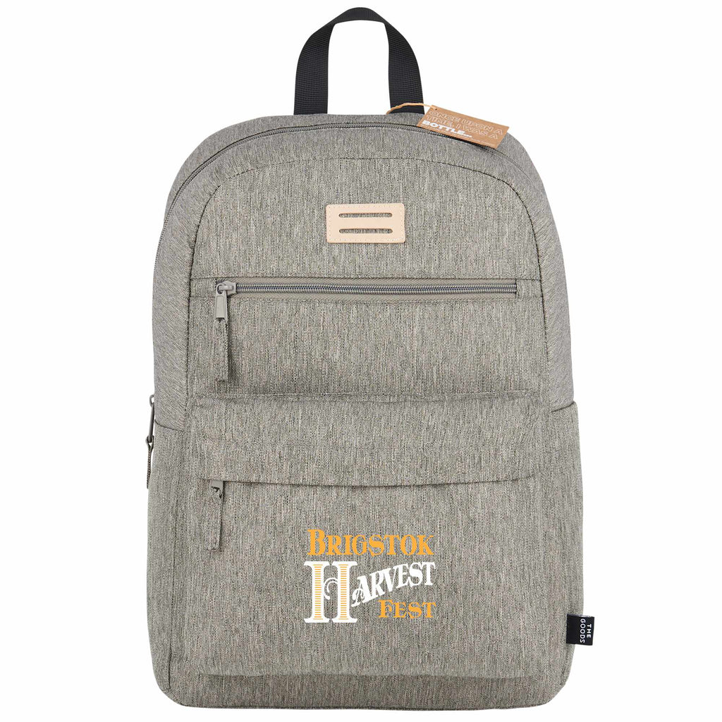 Recycled PET Laptop Backpack with Lash Tab, 15 Inch Full Color - Gray - Front