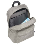 Recycled PET Laptop Backpack with Lash Tab, 15 Inch - Gray - Right Angle 3