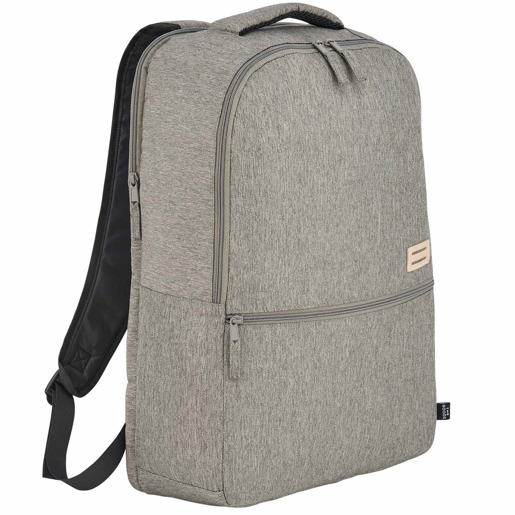 Recycled PET Laptop Backpack with Lash Tab, 17 Inch Embroidery - Gray - Right Angle 2