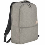 Recycled PET Laptop Backpack with Lash Tab, 17 Inch Embroidery - Gray - Right Angle 2
