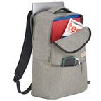 Recycled PET Laptop Backpack with Lash Tab, 17 Inch Embroidery - Gray - Right Angle 3
