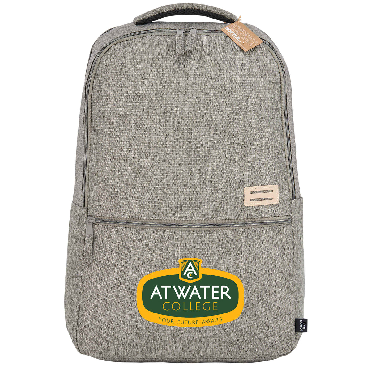 Recycled PET Laptop Backpack with Lash Tab, 17 Inch Full Color - Gray - Front 2