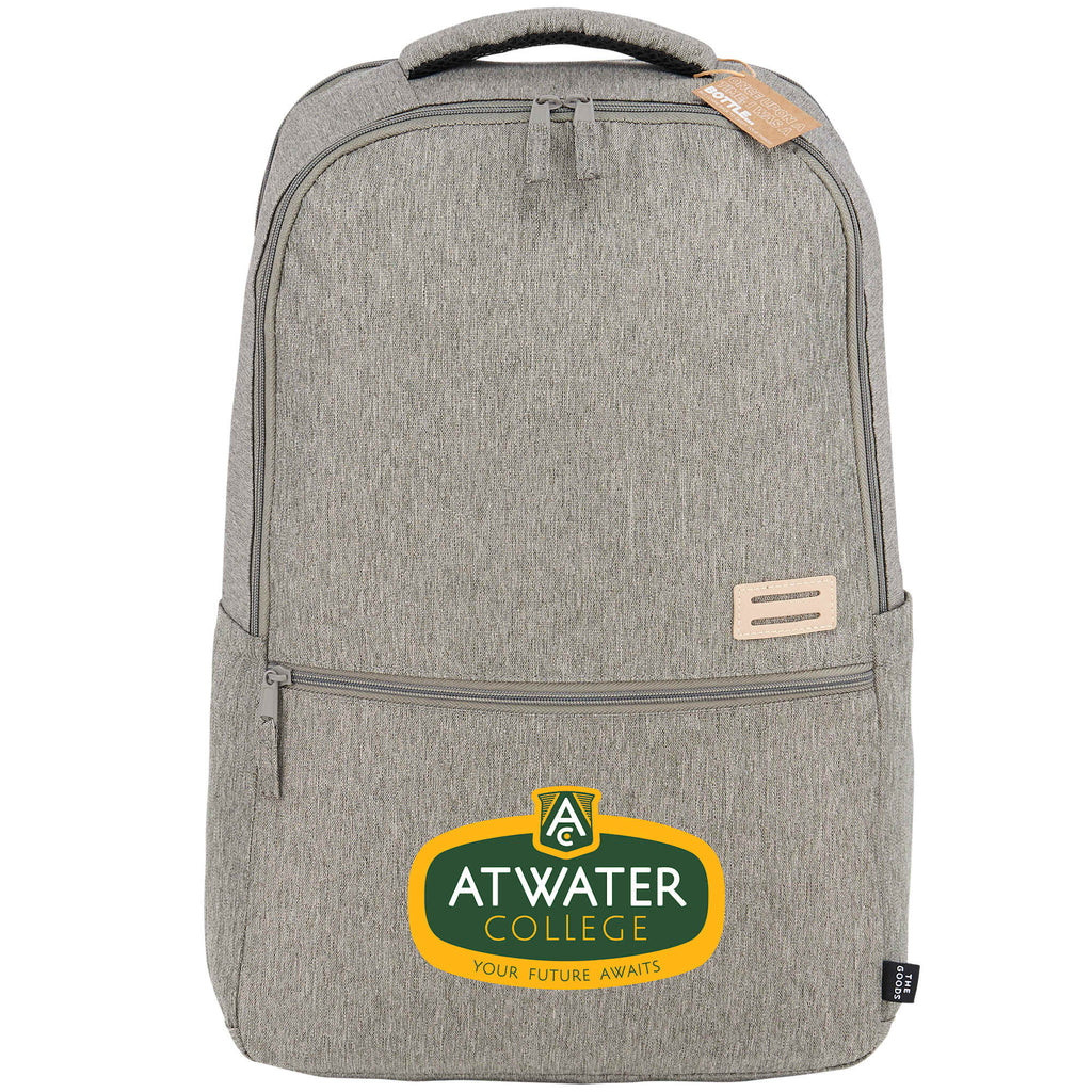 Recycled PET Laptop Backpack with Lash Tab, 17 Inch Full Color - Gray - Front