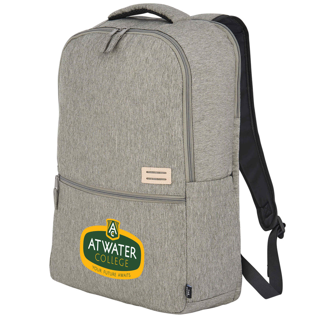 Recycled PET Laptop Backpack with Lash Tab, 17 Inch Full Color - Gray - Left Angle