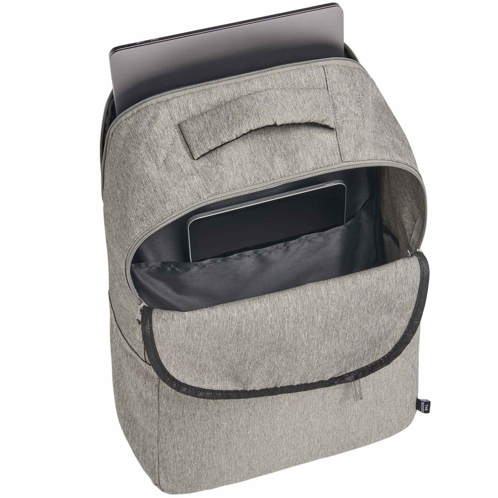 Recycled PET Laptop Backpack with Lash Tab, 17 Inch Full Color - Gray - Right Angle 4