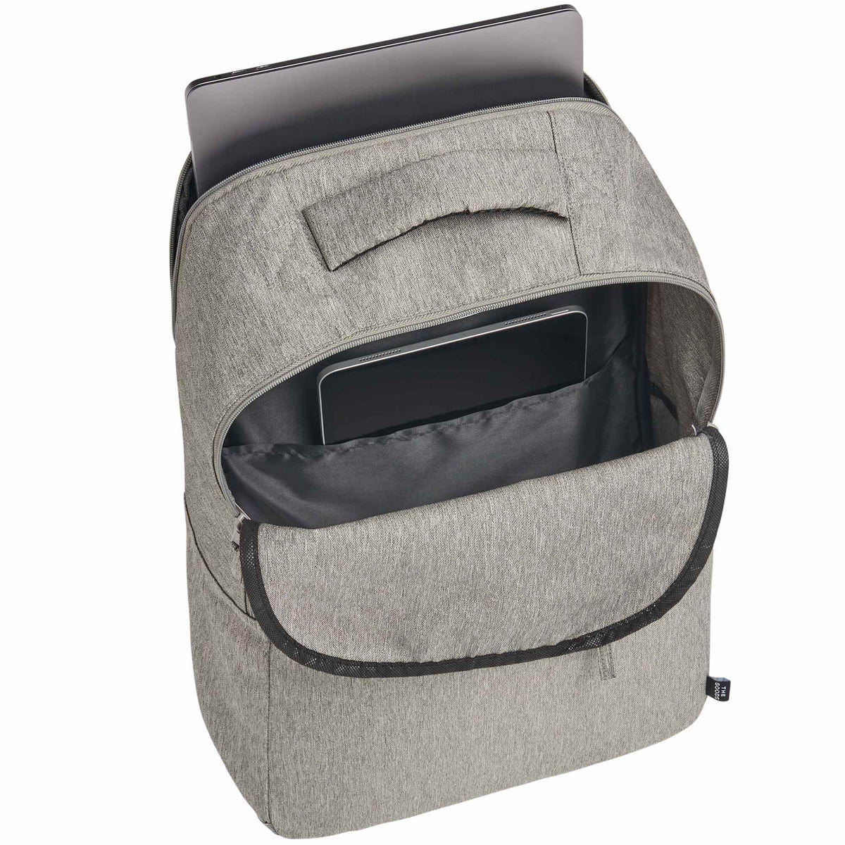 Recycled PET Laptop Backpack with Lash Tab, 17 Inch Full Color - Gray - Right Angle 4