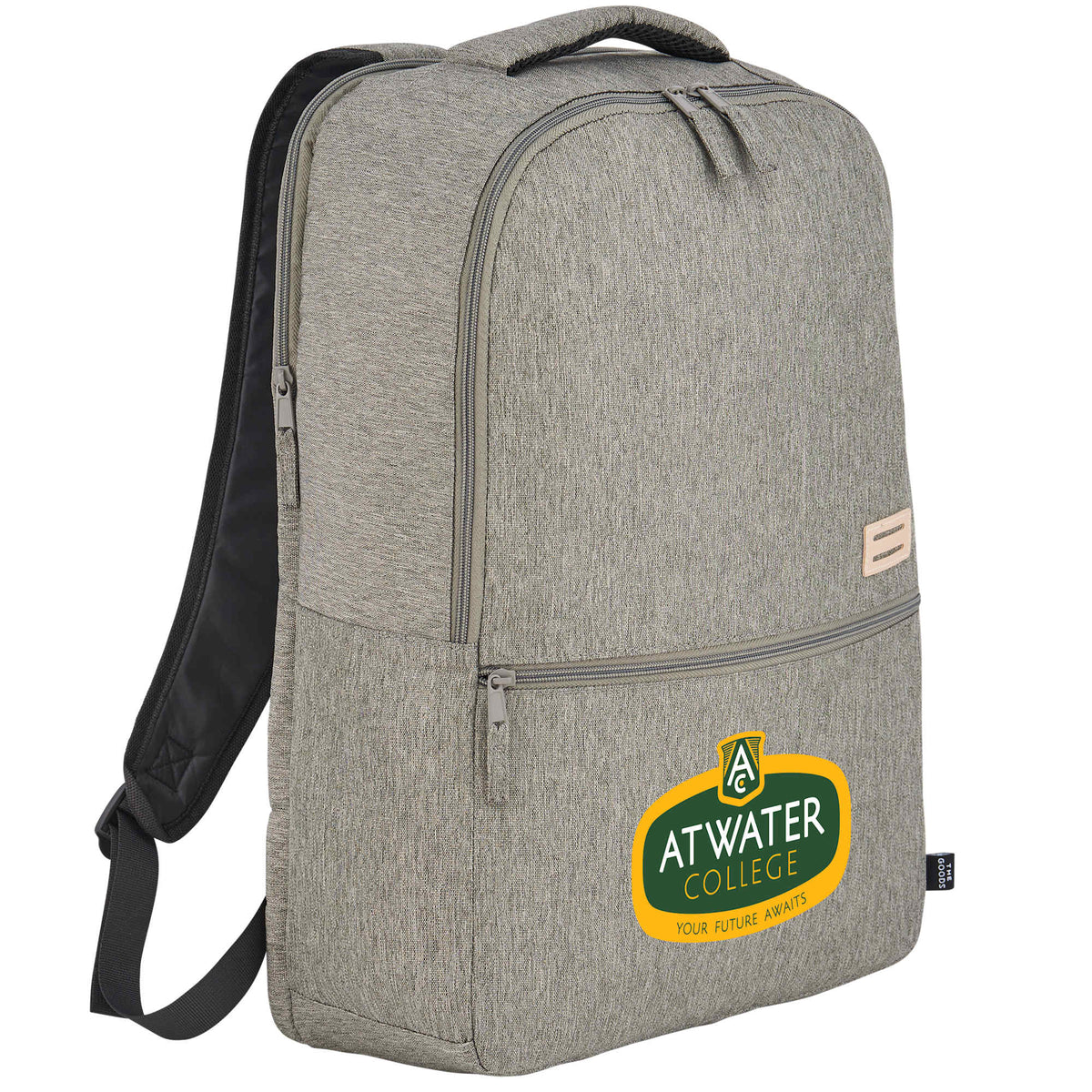 Recycled PET Laptop Backpack with Lash Tab, 17 Inch Full Color - Gray - Right Angle