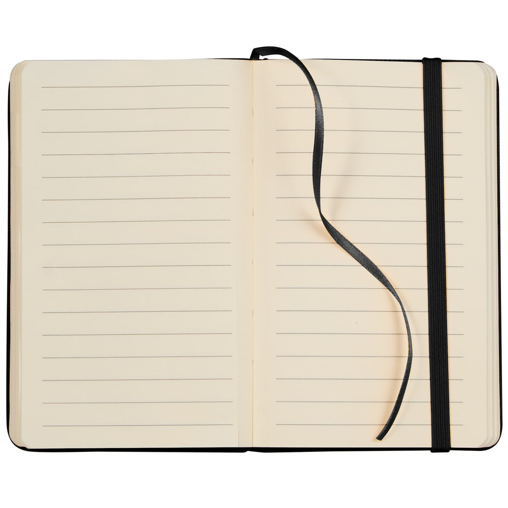 Recycled PET Pocket Journal, 3.5 x 5.5 Inches Full Color - Black - Front Open
