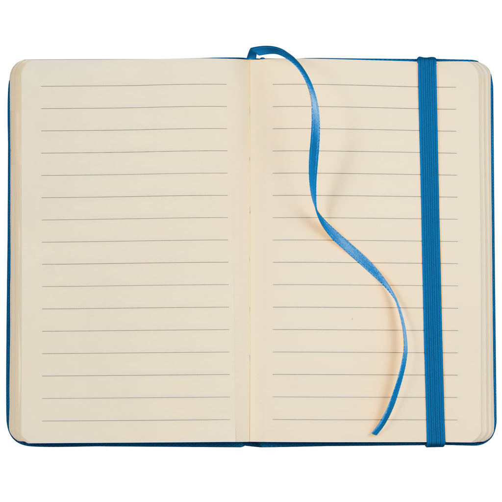 Recycled PET Pocket Journal, 3.5 x 5.5 Inches Full Color - Blue - Front Open