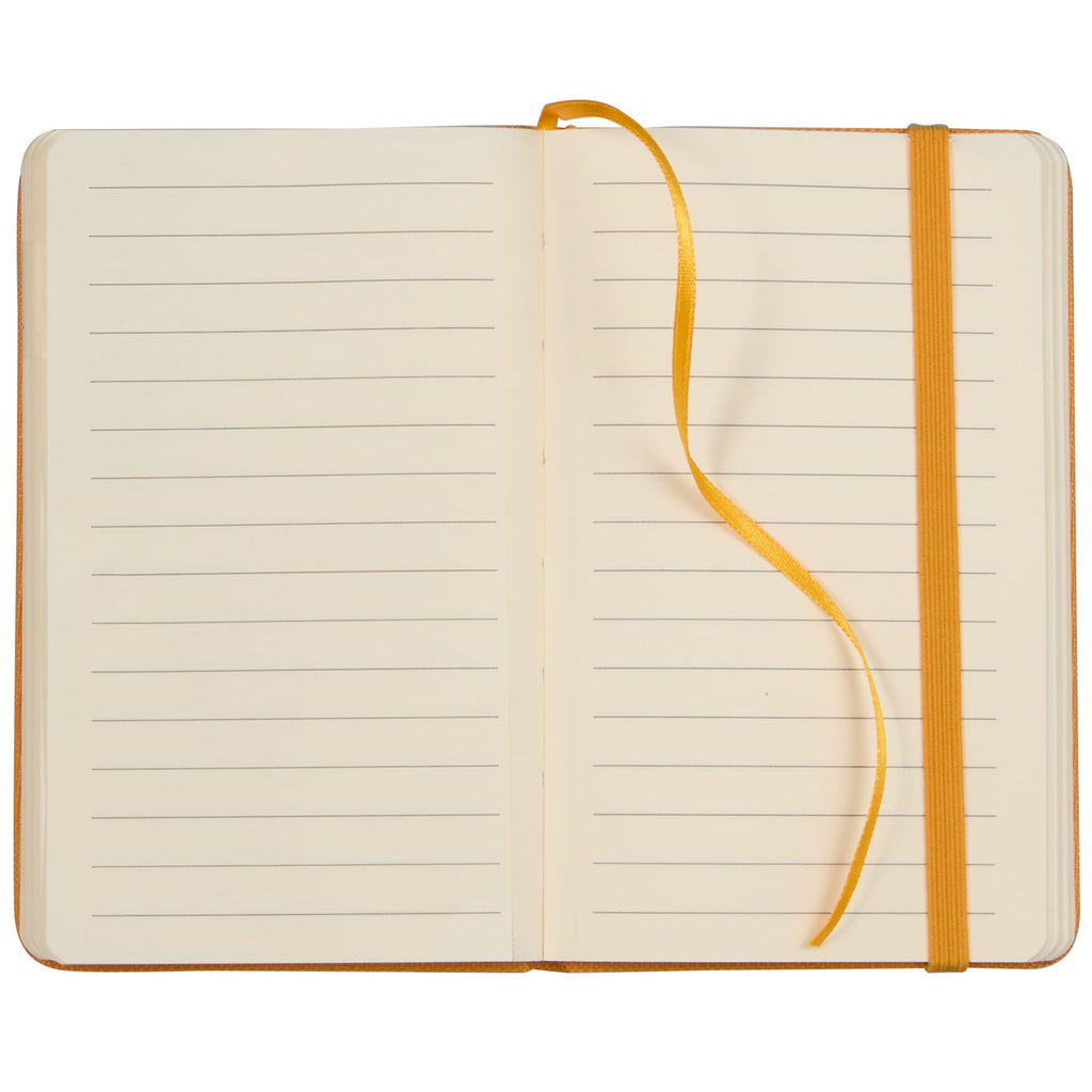 Recycled PET Pocket Journal, 3.5 x 5.5 Inches Full Color - Orange - Front Open