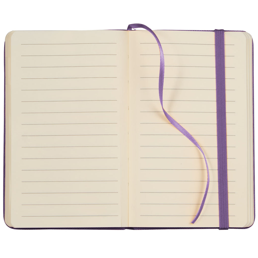 Recycled PET Pocket Journal, 3.5 x 5.5 Inches Full Color - Purple - Front Open