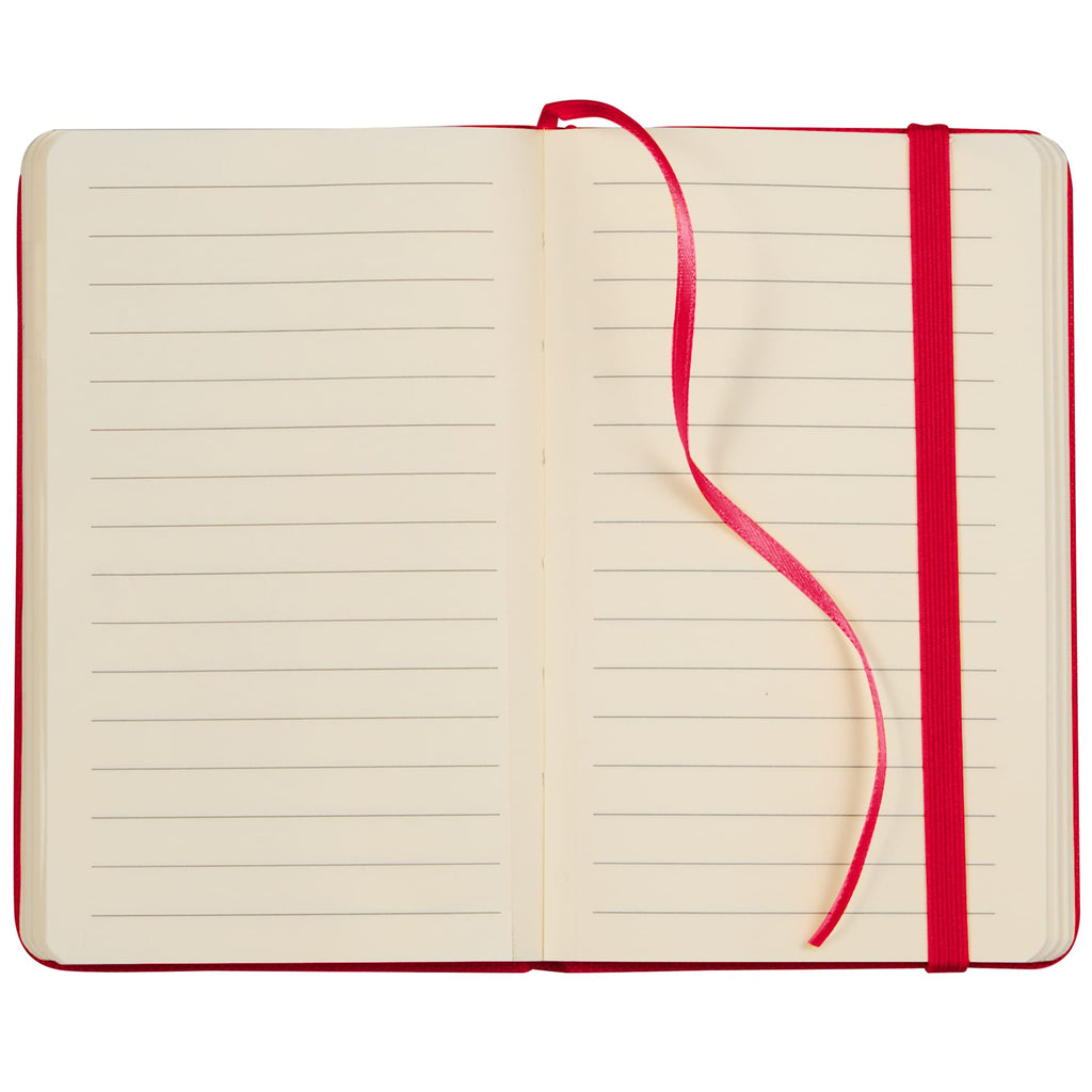 Recycled PET Pocket Journal, 3.5 x 5.5 Inches Full Color - Red - Front Open