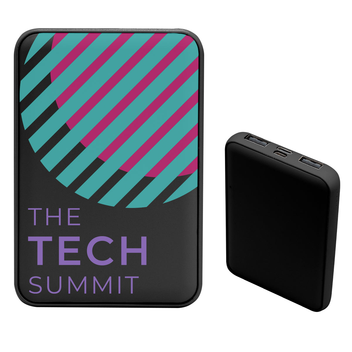 Recycled PET Power Bank, 5,000 mAh - Black - Full Color