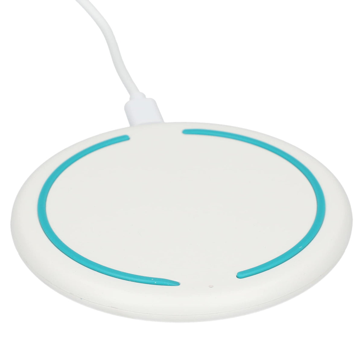 Recycled Plastic Fast Wireless Charging Pad, 10W Full Color - White - Right Angle 3