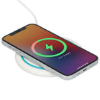 Recycled Plastic Fast Wireless Charging Pad, 10W Full Color - White - Right Angle 4