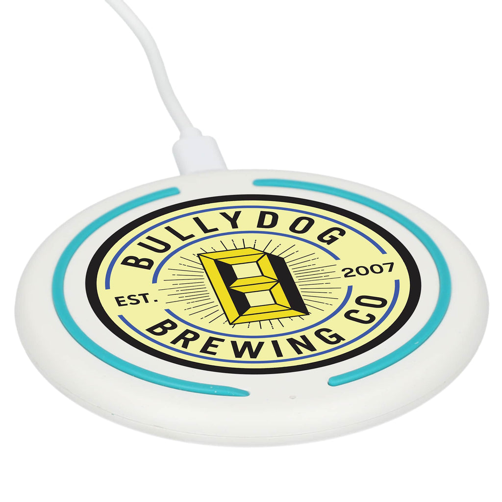 Recycled Plastic Fast Wireless Charging Pad, 10W Full Color - White - Right Angle
