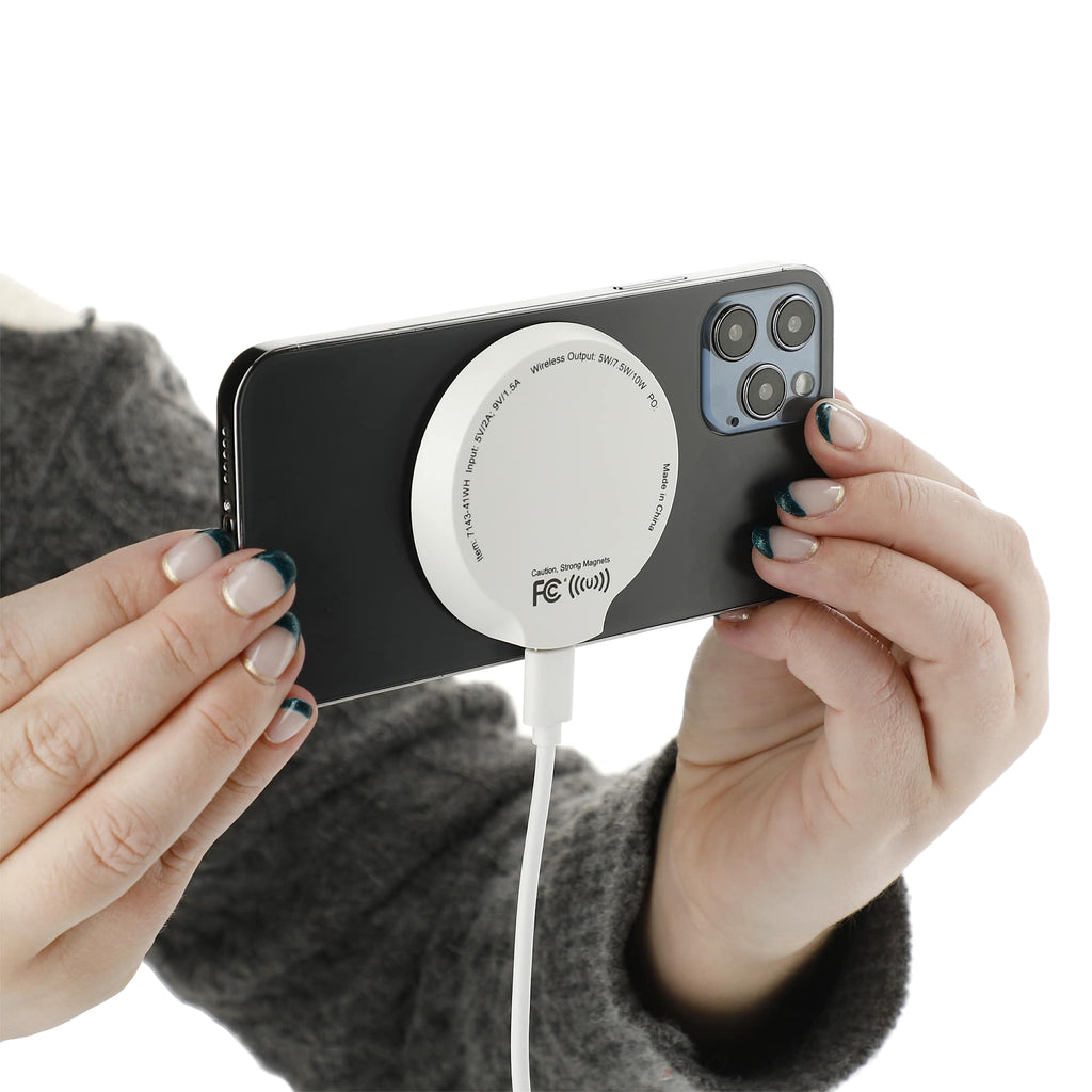 Recycled Plastic Magnetic Wireless Charging Pad - White - Right Angle 3