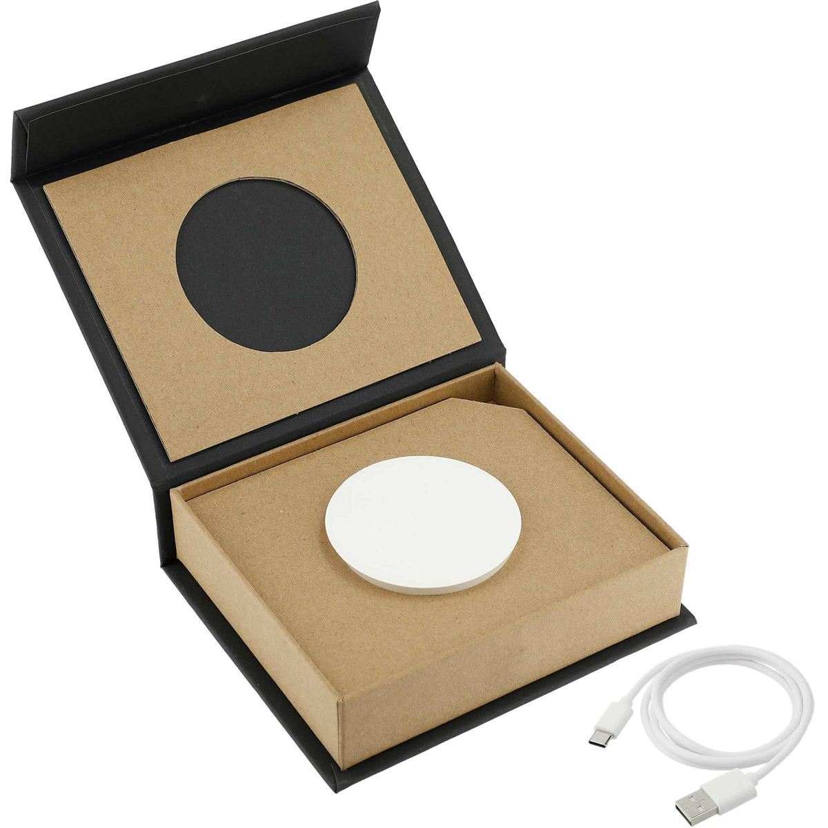Recycled Plastic Magnetic Wireless Charging Pad - White - Right Angle 5