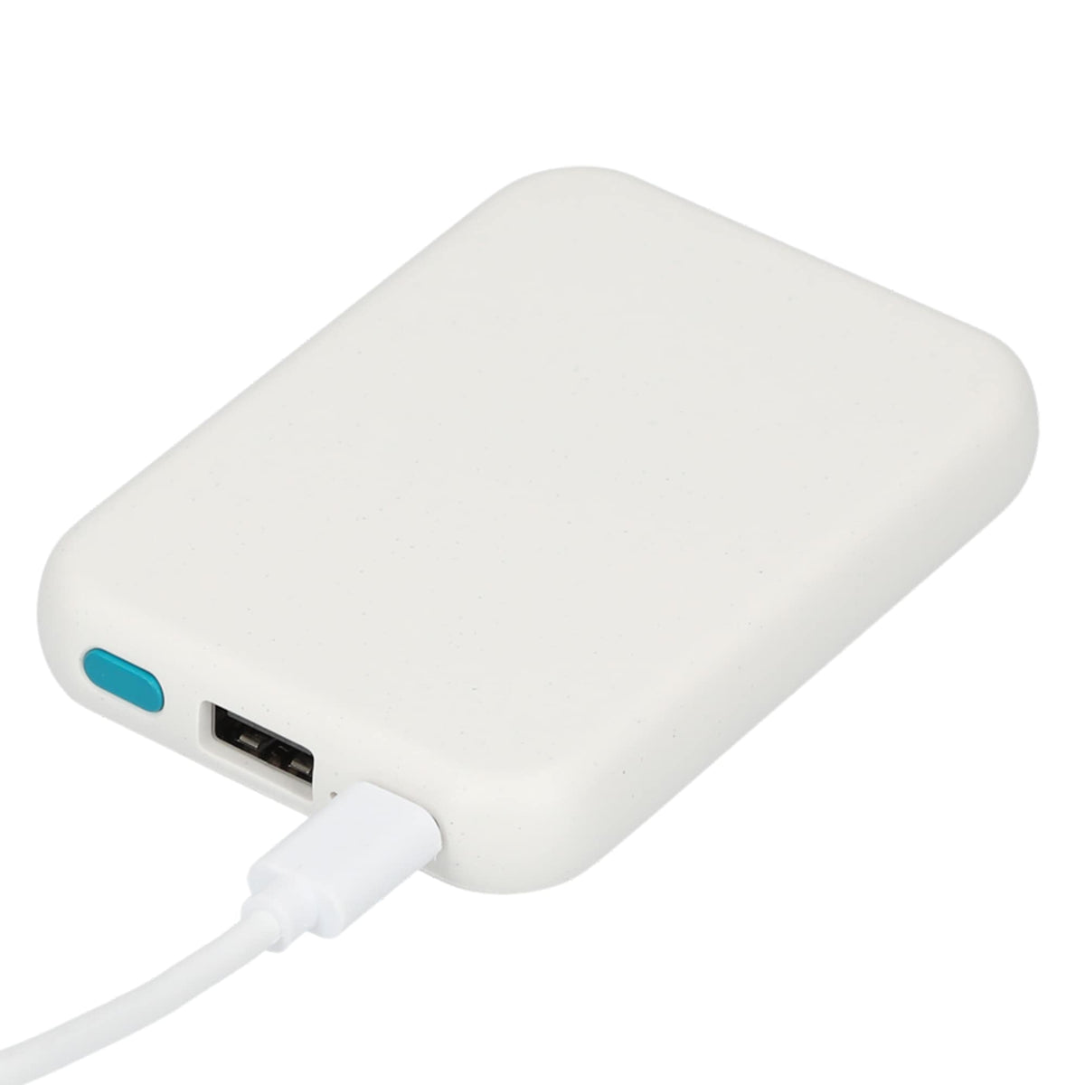 Recycled Plastic Wireless Power Bank, 3,000 mAh Full Color - White - Left Angle 2