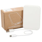Recycled Plastic Wireless Power Bank, 3,000 mAh Full Color - White - Packaging
