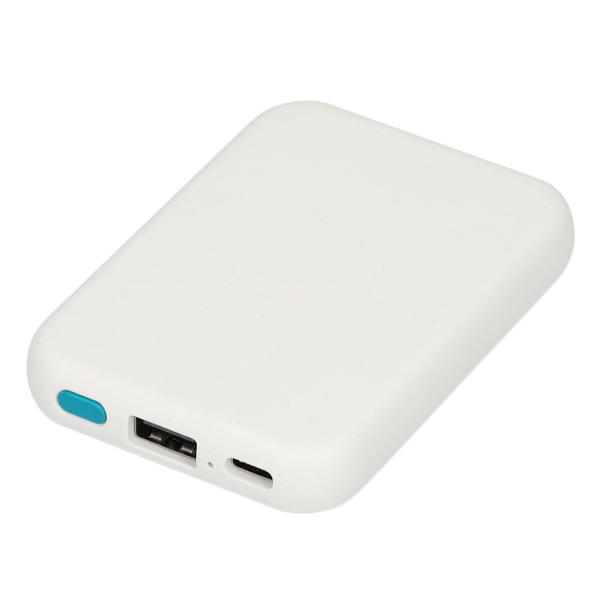 Recycled Plastic Wireless Power Bank, 3,000 mAh Full Color - White - Right Angle 5