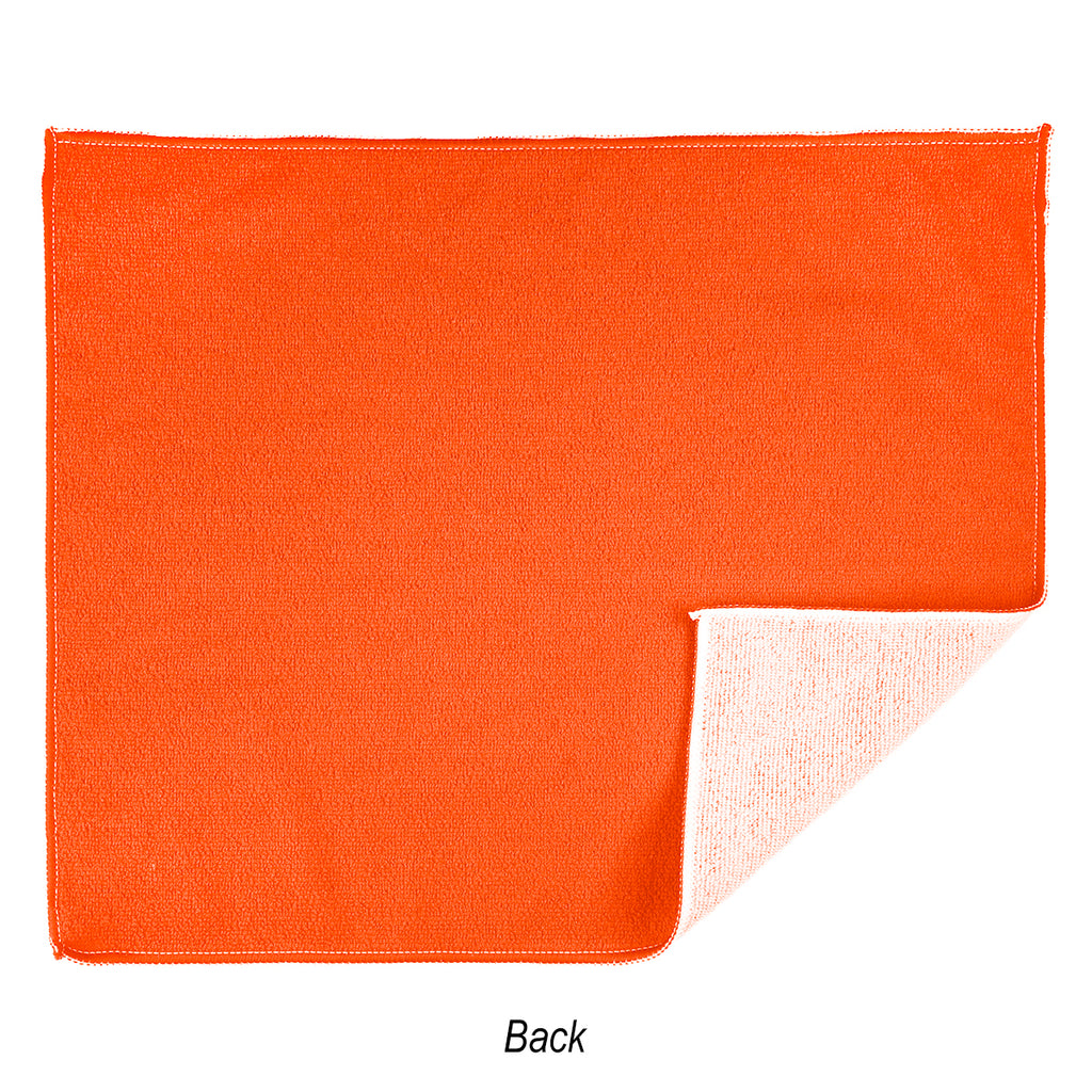 Recycled Polyester Rally Towel, 15 x 18 Inches - Orange - Back